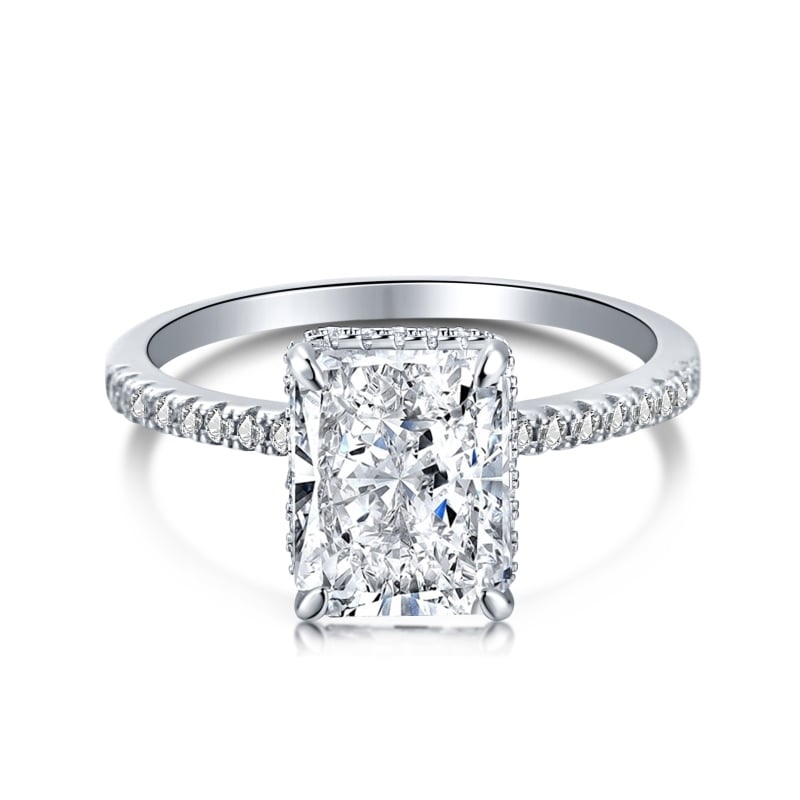 Jeulia Classic Radiant Cut Sterling Silver Ring