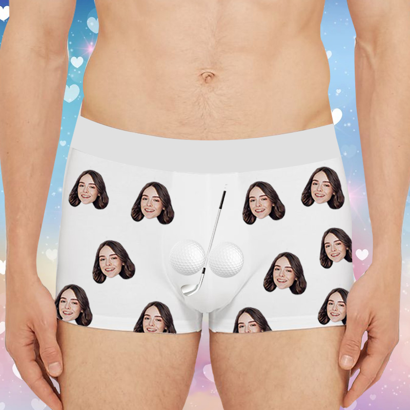 Personalisierte Bild Herren Unterwäsche Boxershorts mit Golf-Muster Einfaches Geschenk zum Valentinstag