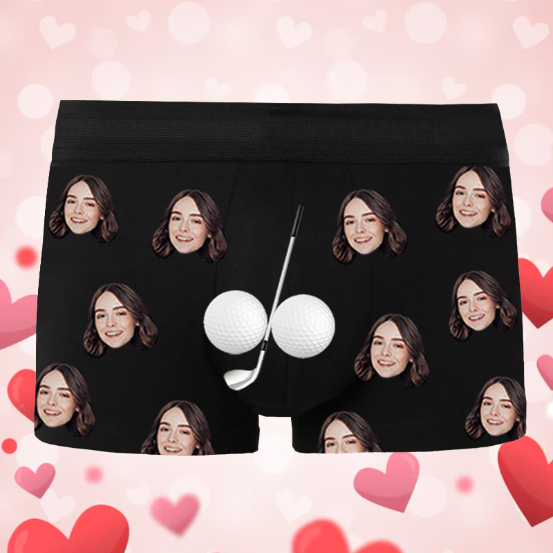 Personalisierte Bild Herren Unterwäsche Boxershorts mit Golf-Muster Einfaches Geschenk zum Valentinstag