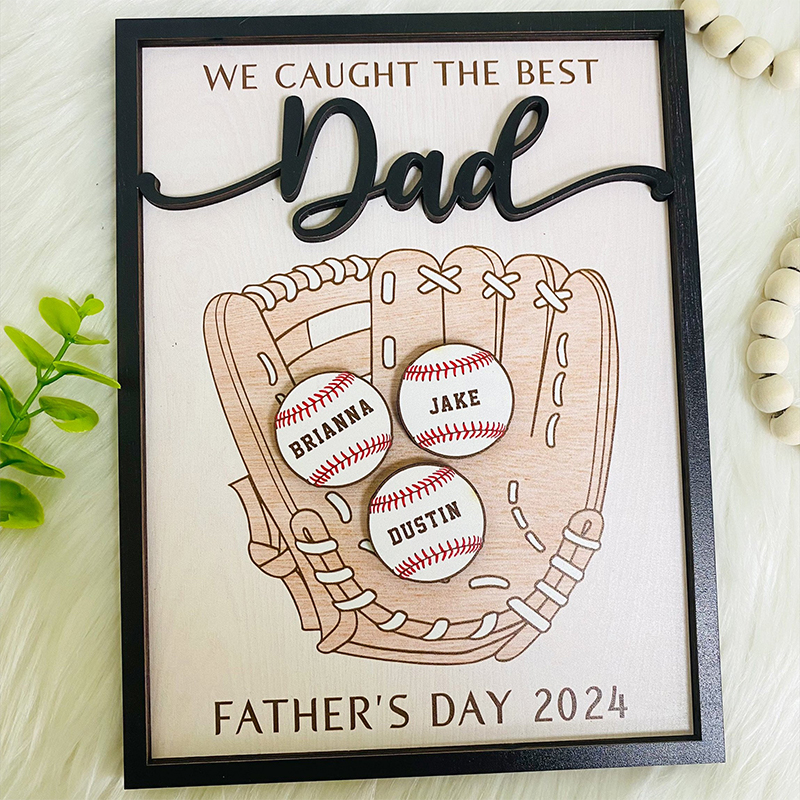 Personalized Frame We Caught The Best Dad Baseball Glove Creative Design Perfect Father's Day Gift