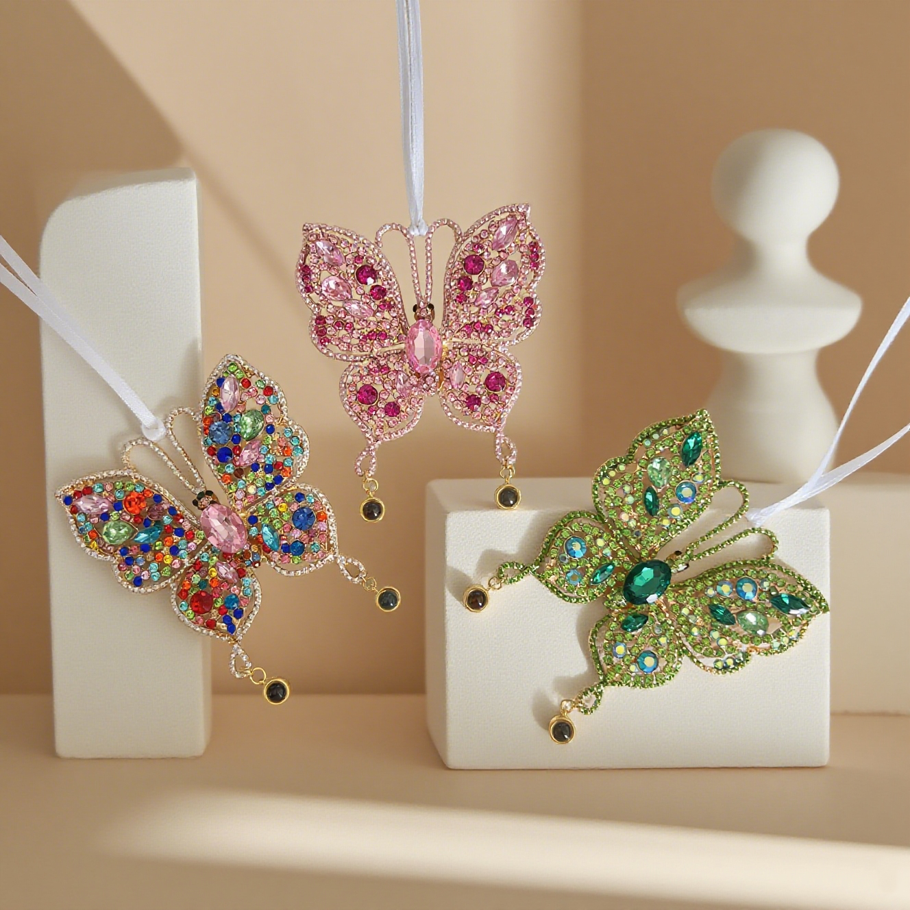 Personalized Butterfly Projection Pendant with 2 Photos for Christmas Gift