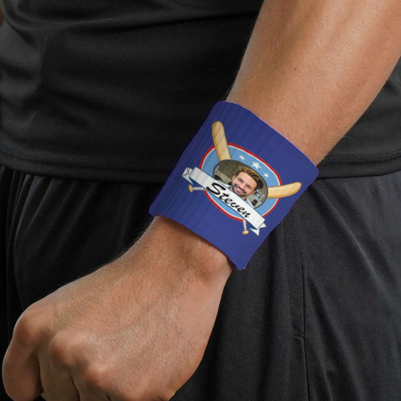 Personalized Sports Wristband Baseball Logo Design with Custom Photo Name Cool Gift for Him