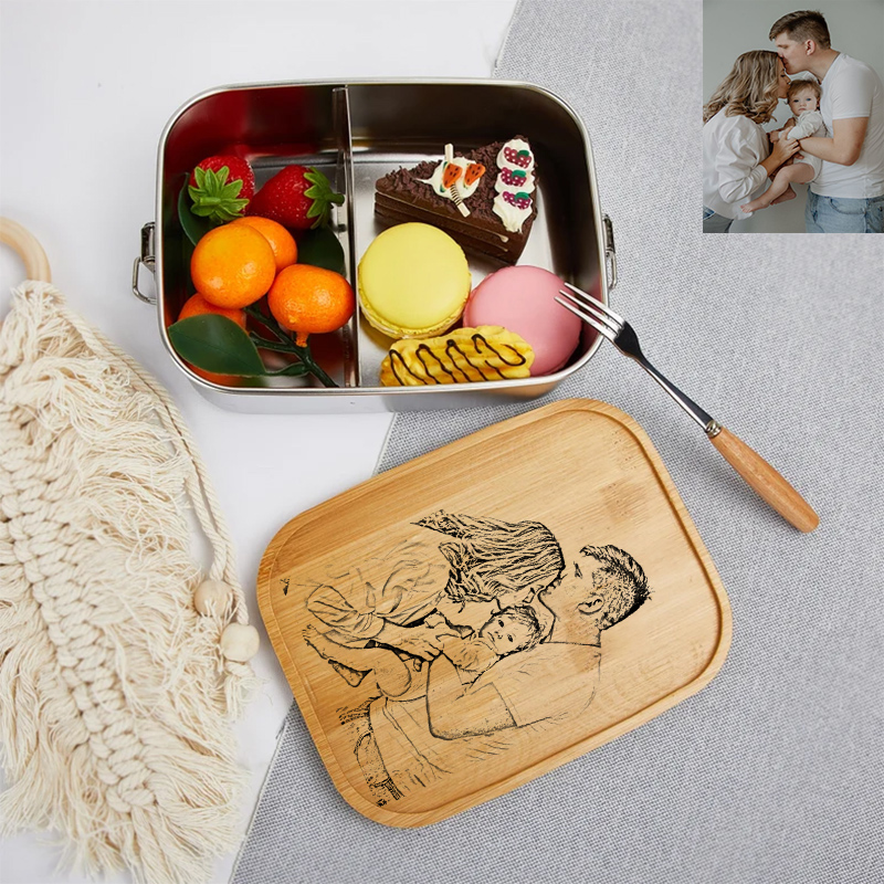 Personalized Lunch Box Custom Sketch Photos Kids Gifts