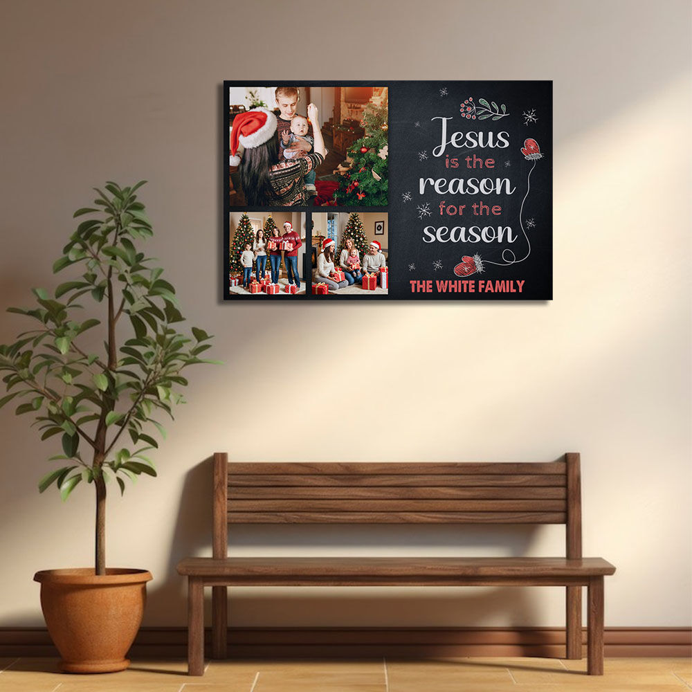 Personalized Picture Canvas Wall Art with Gloves Pattern Best Gift for Family