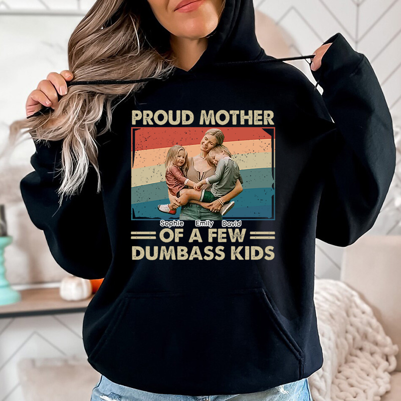 Personalized Hoodie Proud Mother of A Few Kids with Custom Photo Funny Gift for Mother's Day