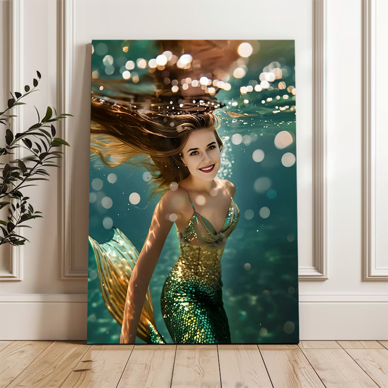 Personalized Beautiful Mermaid Portraits with Custom Face Swap Best Gift for Sister