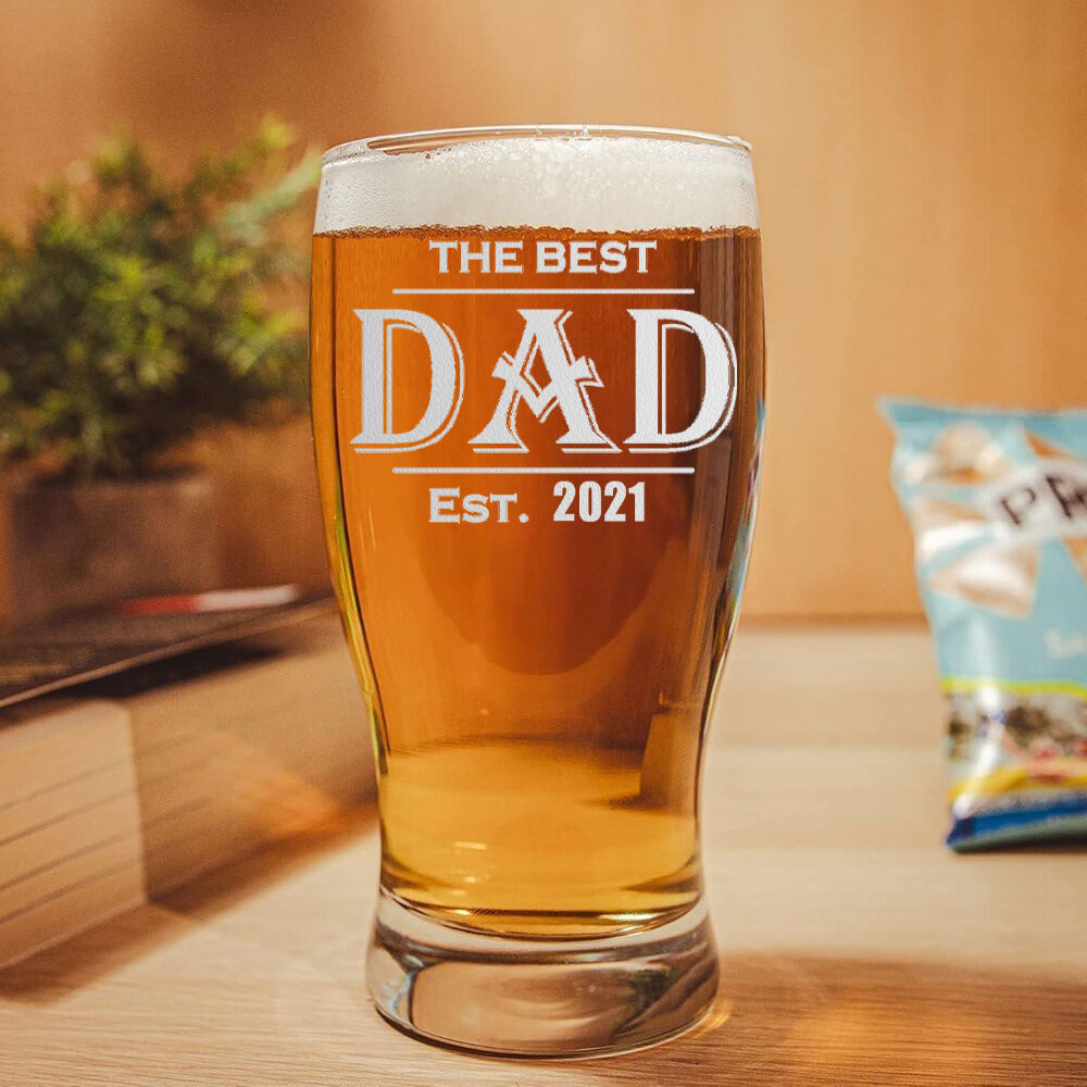 Personalized Date Beer Glass Simple Father's Day Present