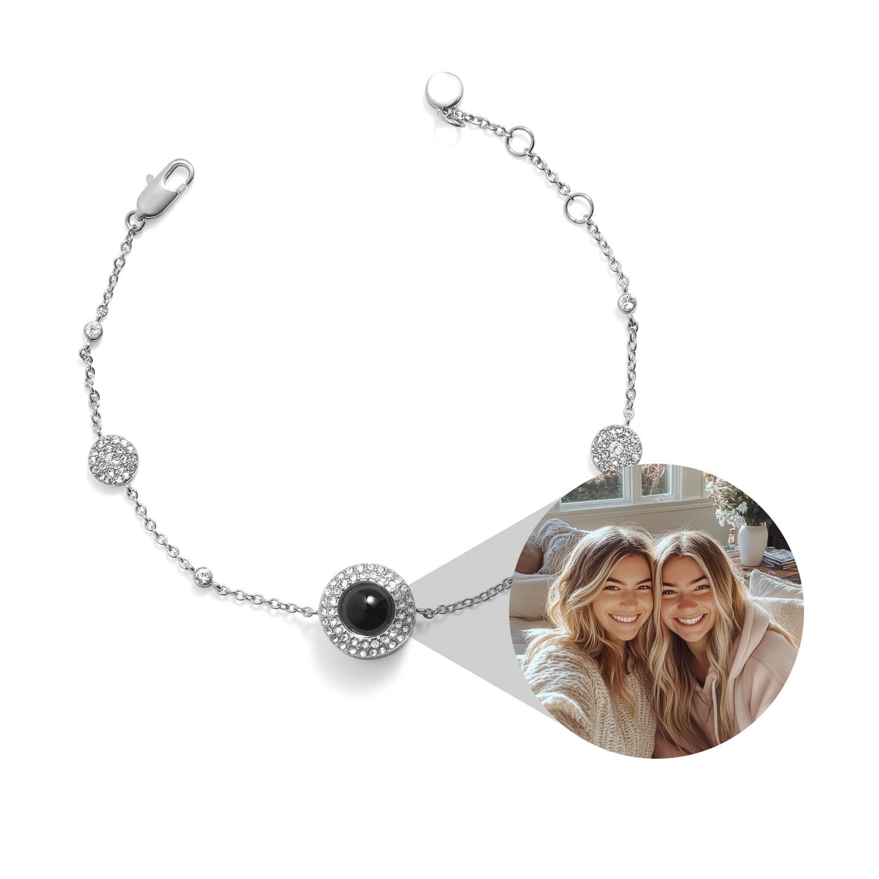 Personalized Projection Picture Bracelet with Diamonds Christmas Gift for Mother