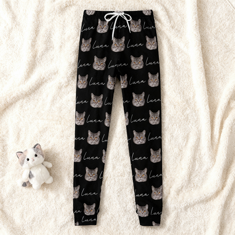Pantalón deportivo unisex personalizado con foto y nombre de tu mascota. El regalo perfecto para los amantes de las mascotas.