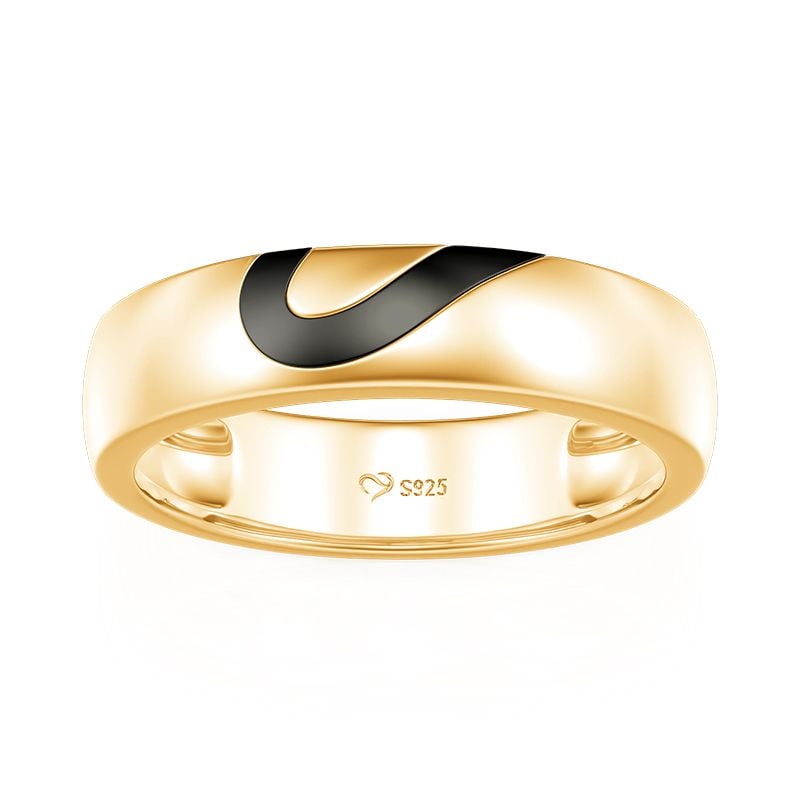 Jeulia Heart Inspired Yellow Gold Men's Wedding Band