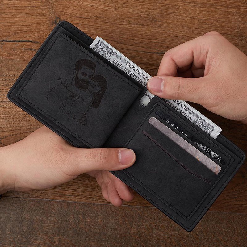 Cartera personalizada con foto de doble cara color oscuro para familia