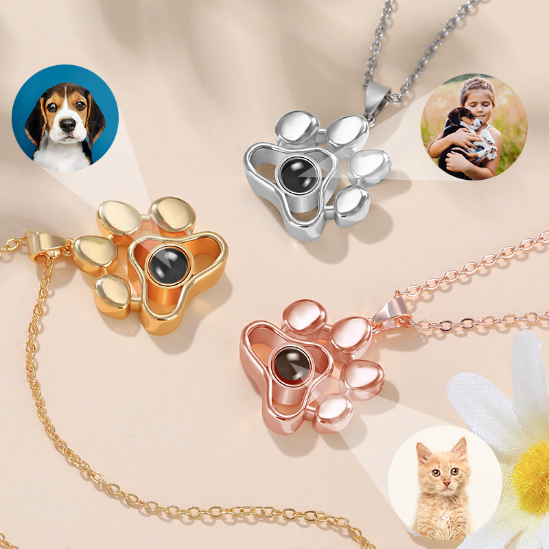 Personalized Photo Projection Necklace - Pet Paw