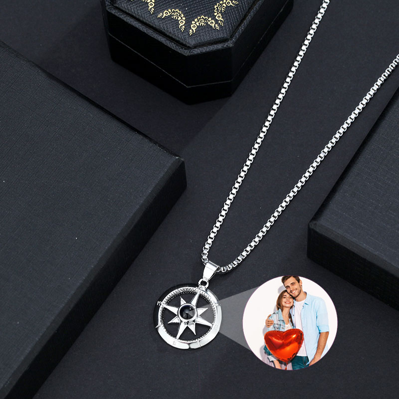 Personalized Octagram Photo Projection Men's Necklace for Boyfriend