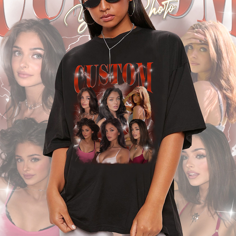 Personalized T-shirt with Custom Photos Retro Style Vintage Design for Loved One