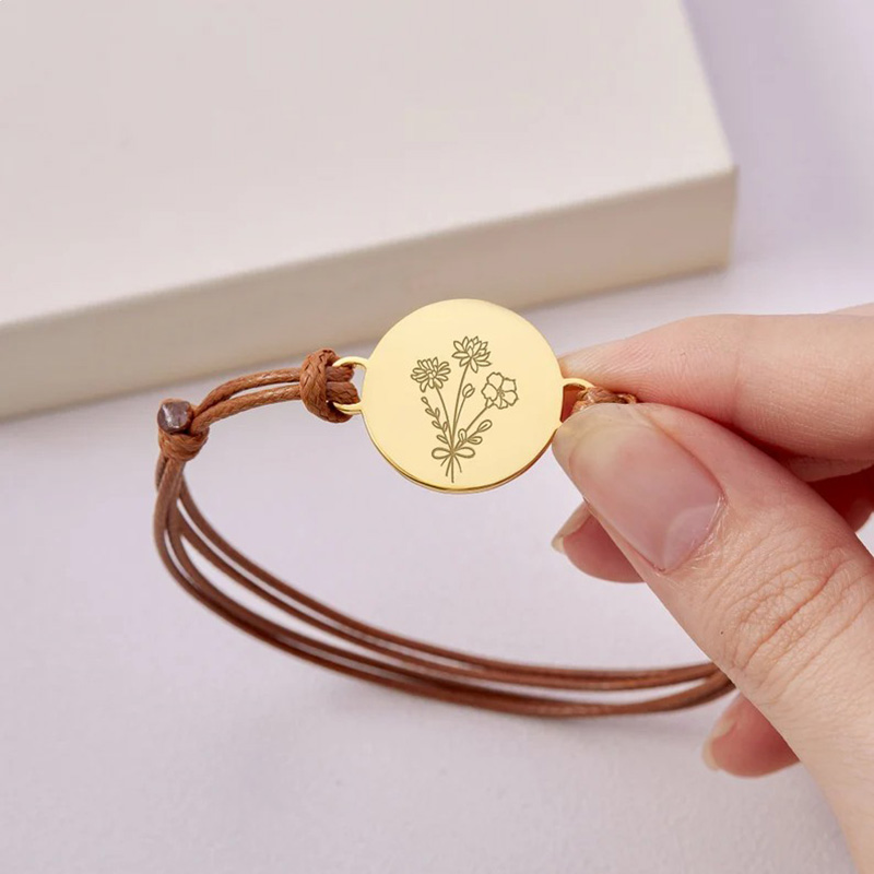 Personalized Birthday Flower Bracelet Warm Mother's Day Gift