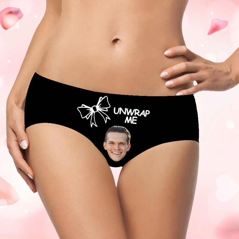 Personalized Photo Women's Underwear Funny Gift for Valentine's Day "Unwrap Me"