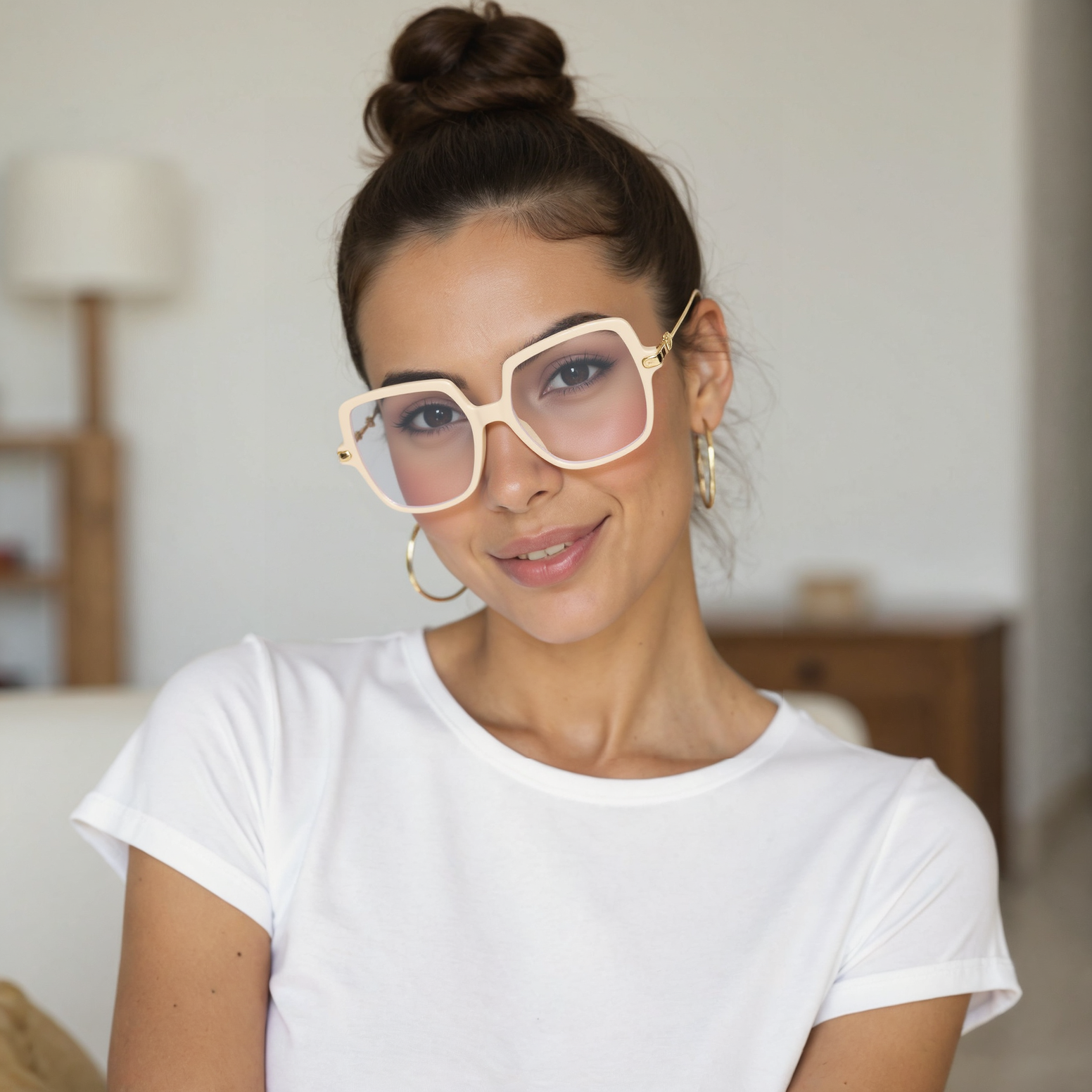 Irving Geometric Beige Glasses