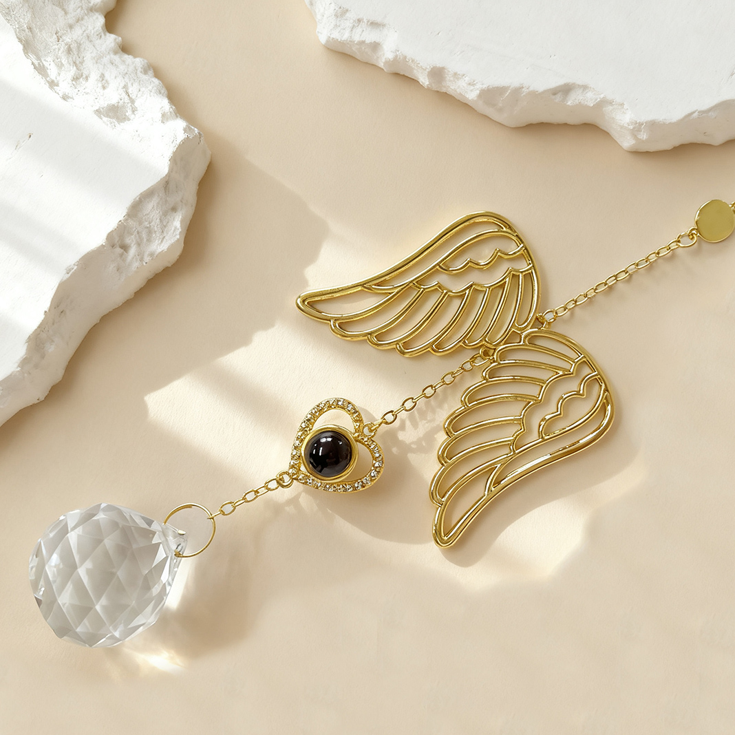 Personalized Angel Wings Projection Picture Ornament Christmas Gift for Family