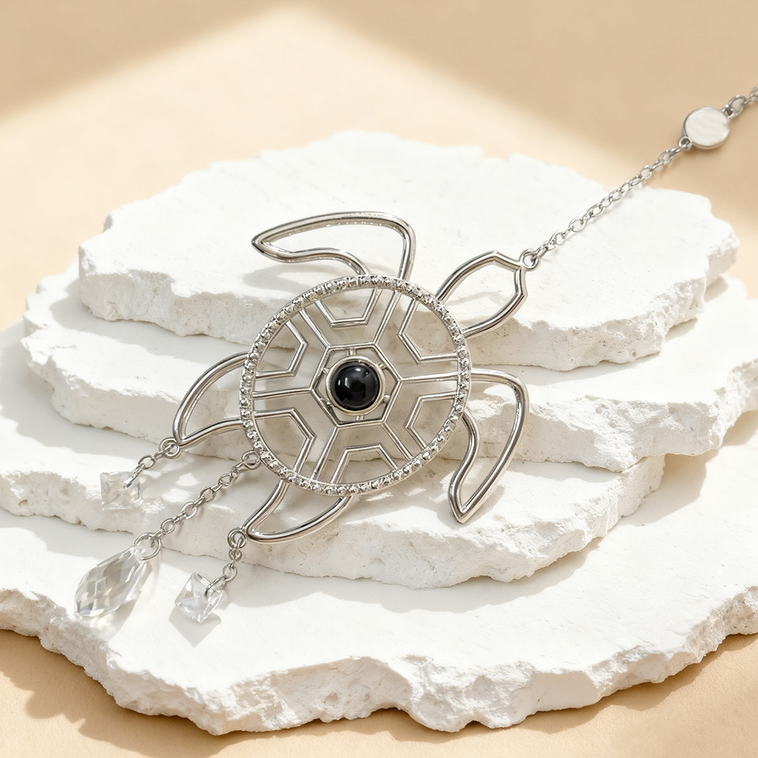 Adorno colgante con imagen de proyección de tortuga personalizada, regalo de Navidad para la familia