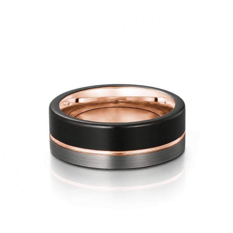 Jeulia Classic Tri-Color Tungsten Wedding Band for Men