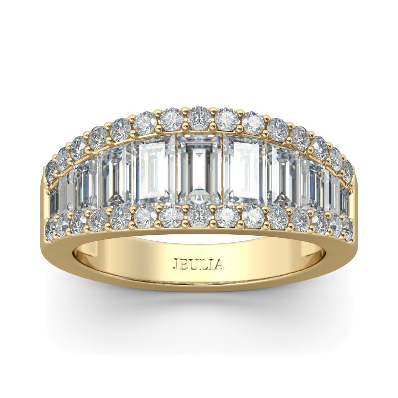 Classic Baguette Cut Women's Band in Gold Tone Sterling Silver