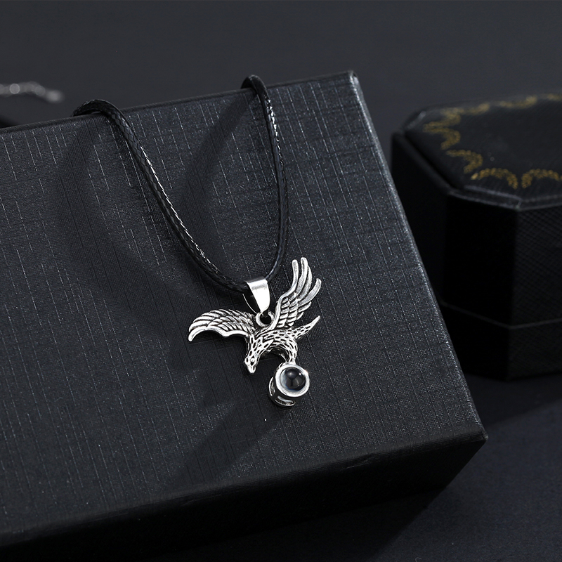 Personalized Eagle Photo Projection Men's Necklace for Him