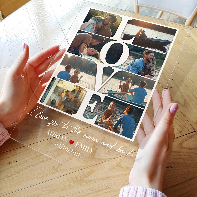 Gepersonaliseerde acryl fotoplaquette Love you to the moon and back Perfect cadeau voor geliefden
