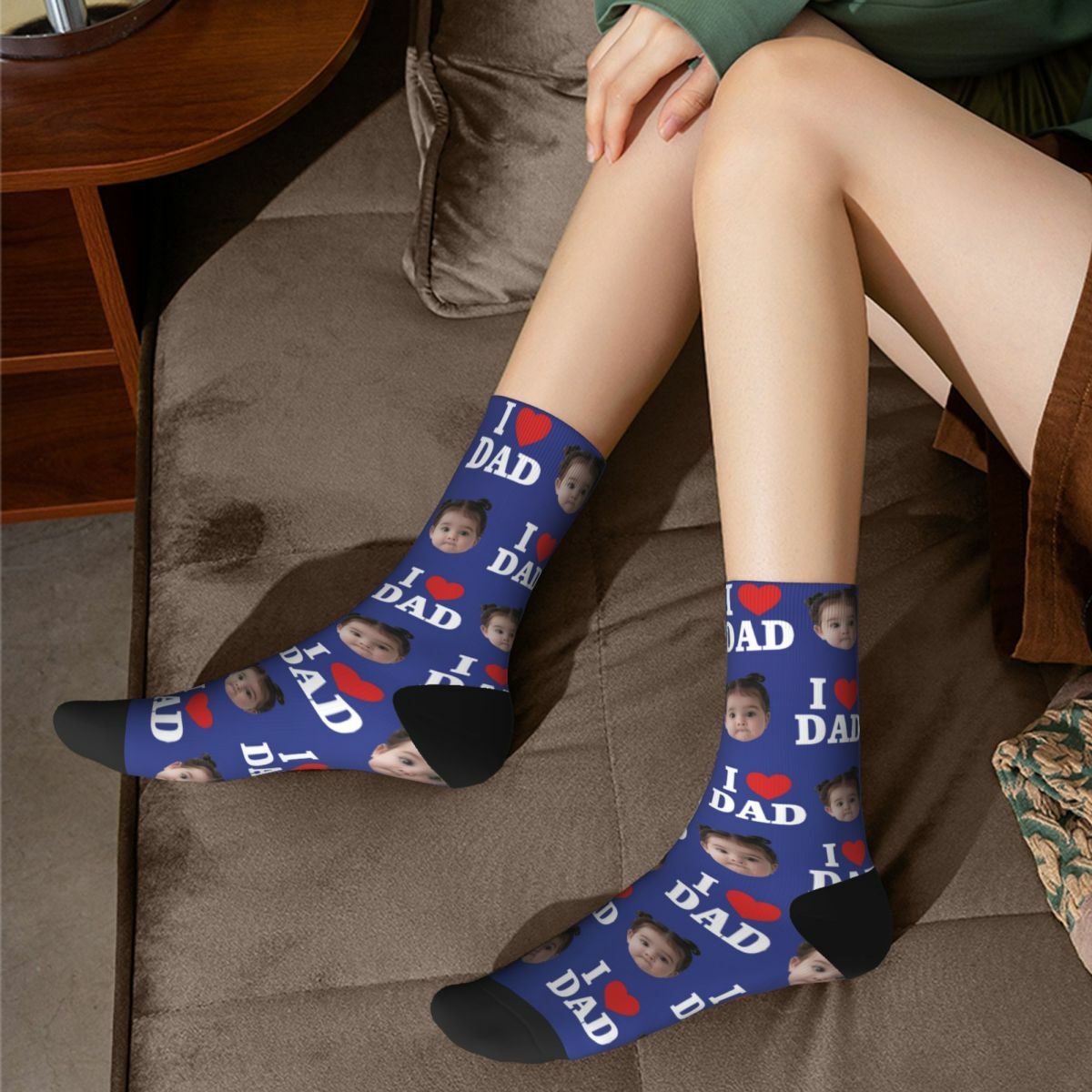 Customized Face Socks "I Love Dad" Father's Day Gift for Daddy