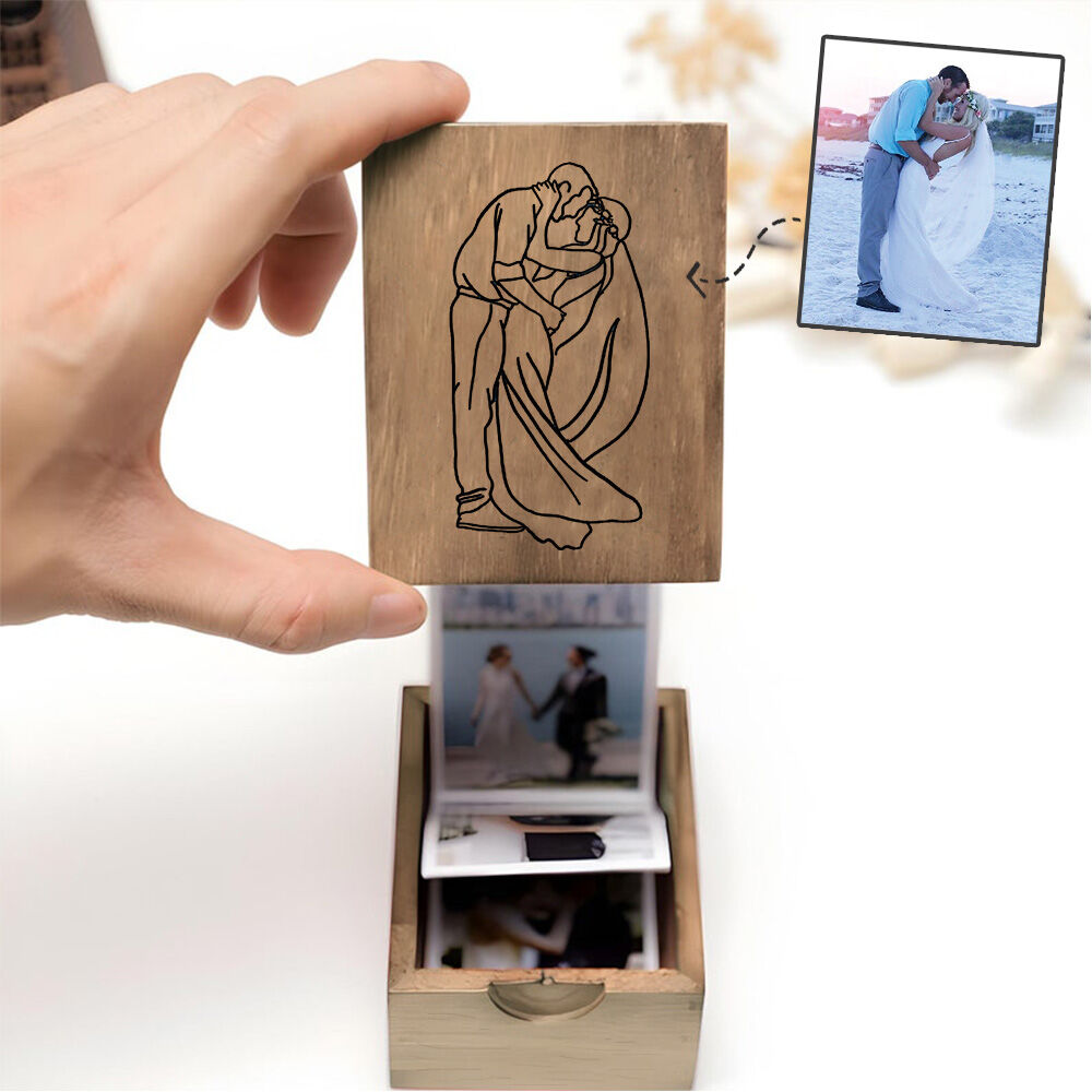 オーダーメイド 線画 スタイル 写真入り カップル アルバム フォト