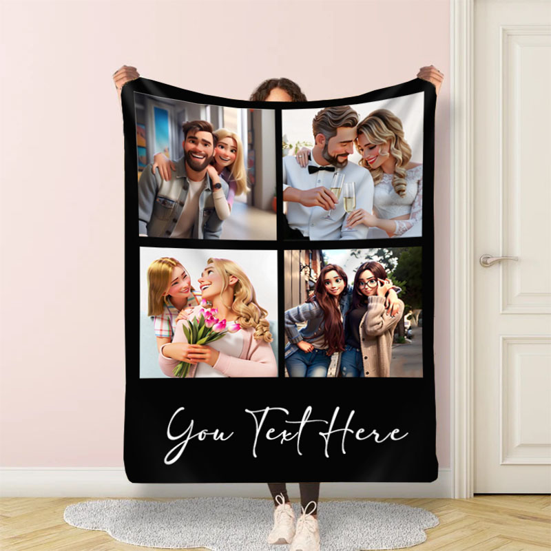 Personalized Picture Blanket with Custom Text Simple Present for Your Love