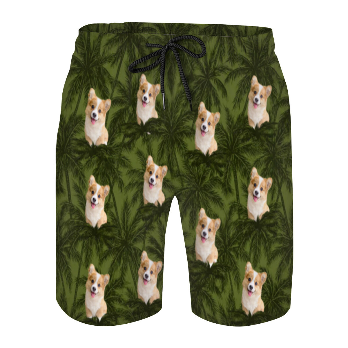 Personalized Picture Men's Beach Shorts with Palm Tree Pattern Simple Gift for Friends