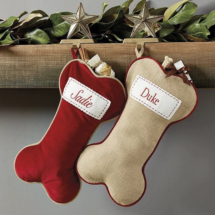 Personalized Bone Christmas Stockings Custom Embroidered Name Gift for Family