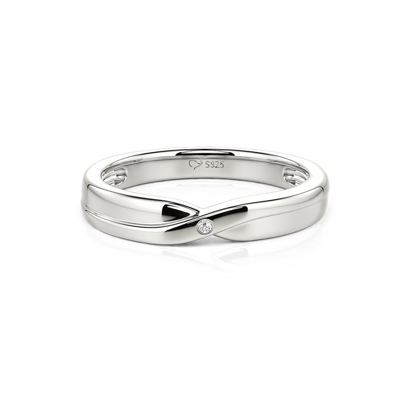 Jeulia Twisted Wedding Band for Men Sterling Silver