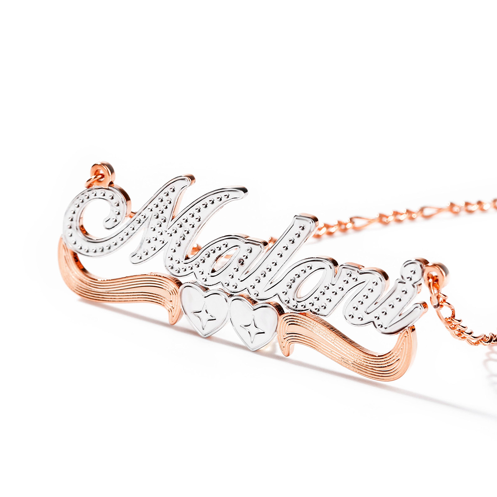 Two-Tone Heart Custom Name Necklace