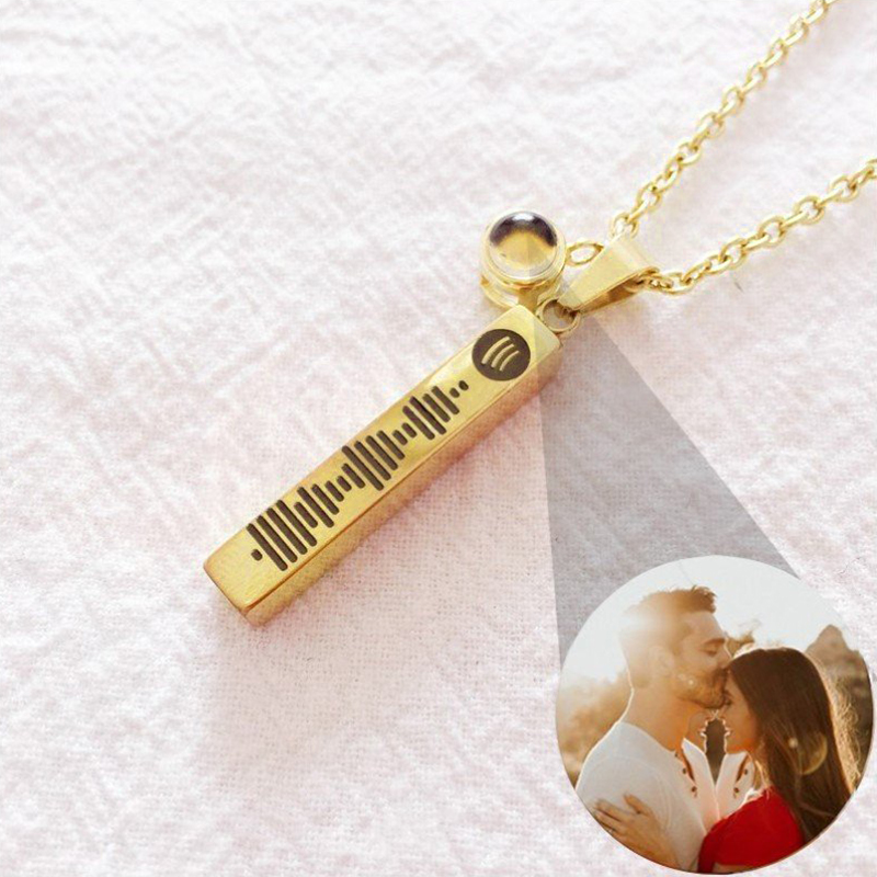 Personalized Photo Projection with Custom Music Spotify Code Necklace