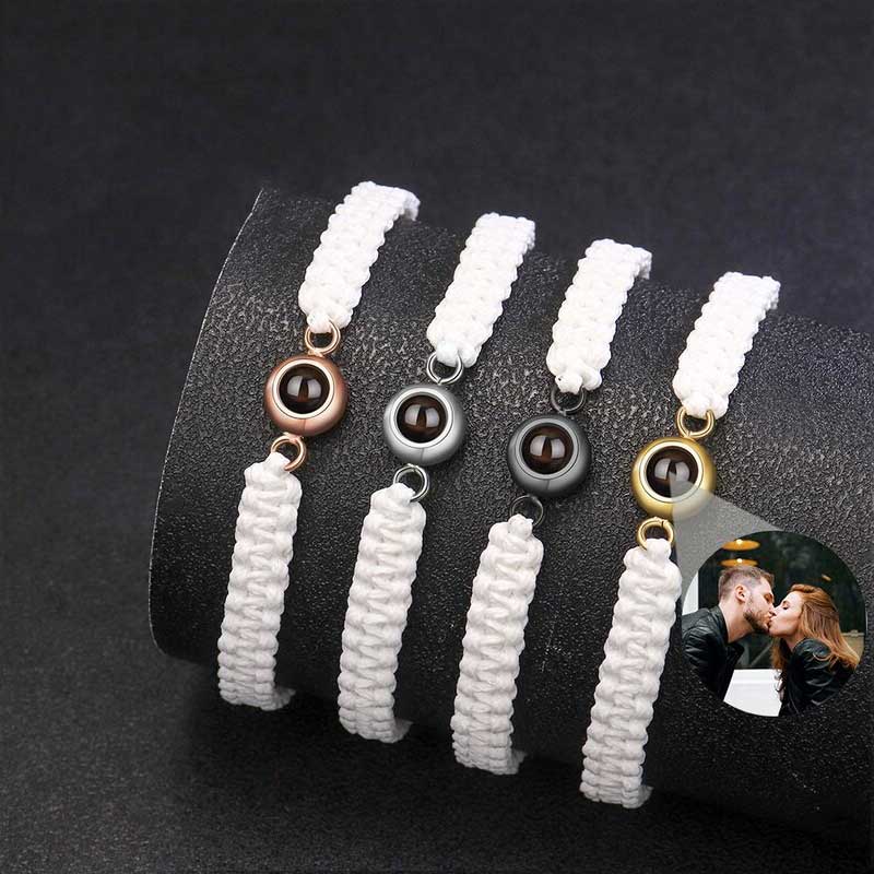 プロジェクション 写真 写真入れ 組紐 ブレスレット チタンスチール