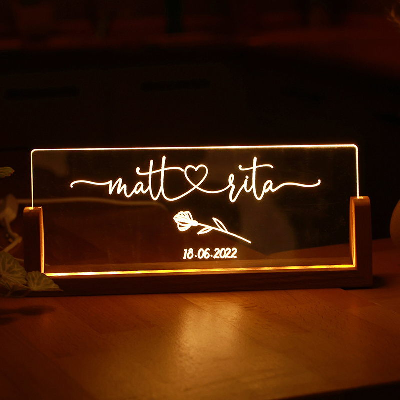 名前 日付 アクリル デスクランプ オーダーメイド