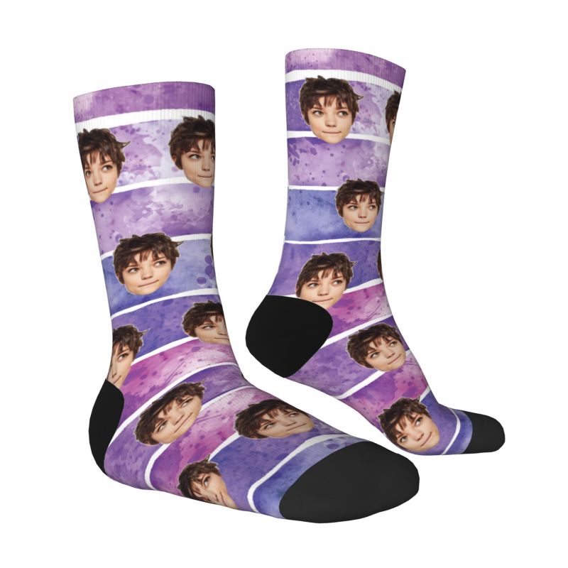 Custom Photo Socks Purple Tie Dye Printed Breathable Socks