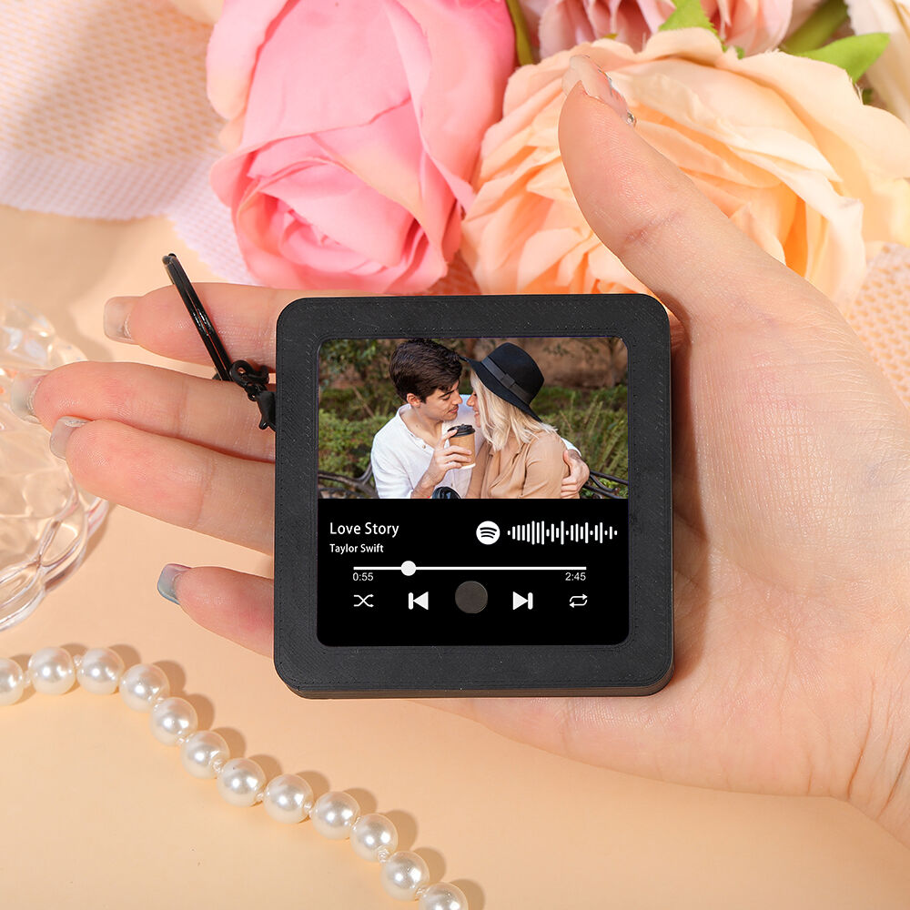 Personalized Photo Keychain Music Box with Custom Spotify Code Funny Gift for Couples