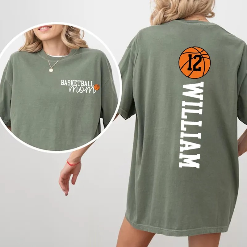 Personalized Washed T-shirt Basketball Custom Name and Jersey Number Perfect Gift for Sports Lover