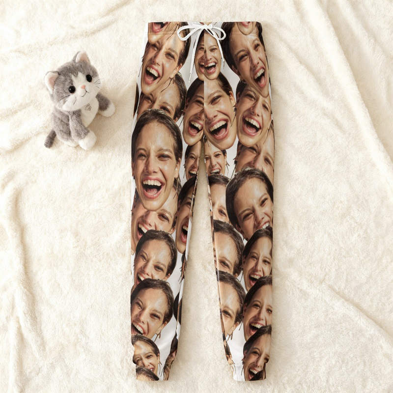 Personalized Unisex Sweatpants Custom Head Photo Full-Print Design Funny Gift for Family