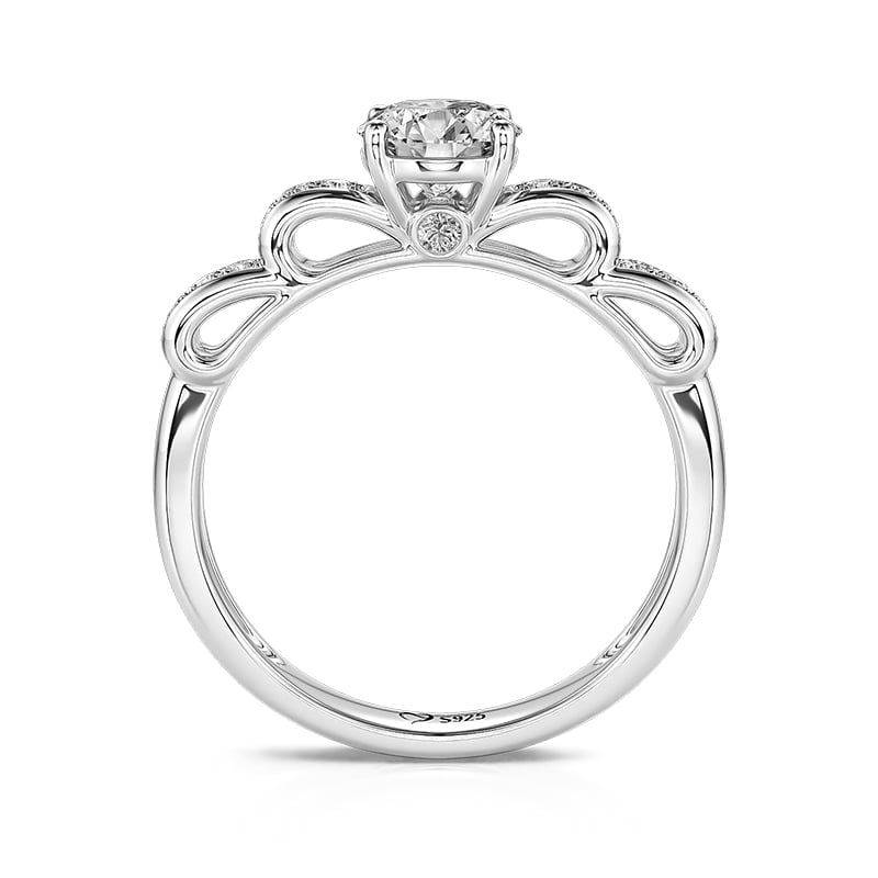 Jeulia Classic Bowknot Round Cut Sterling Silver Ring