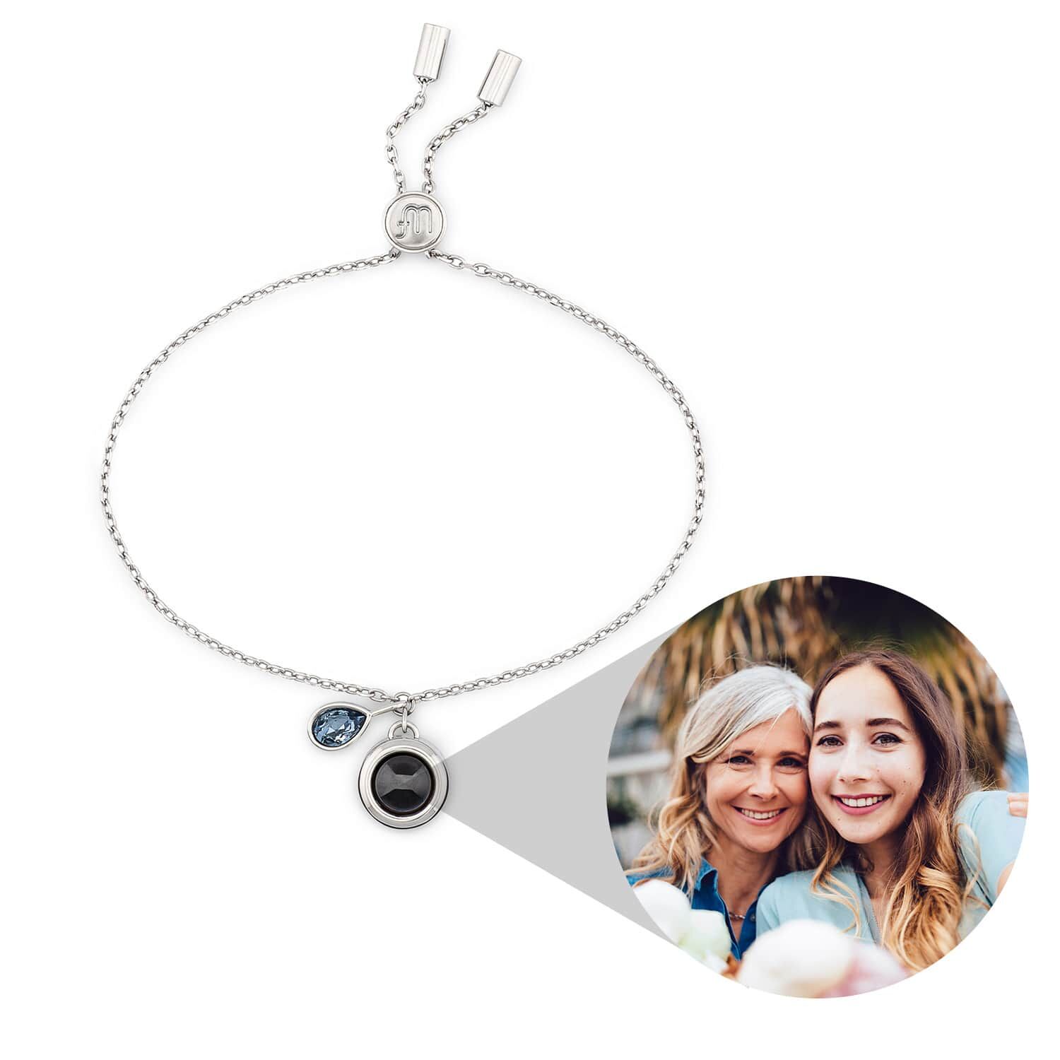 Personalized Projected Picture Bracelet With Birthstone For Birthday Gift