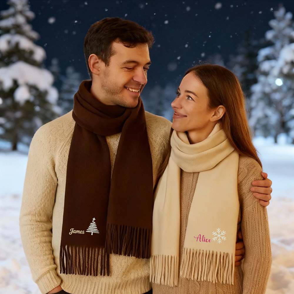 Personalisierter Schal mit gesticktem Namen Ein warmes Weihnachtsgeschenk für Ihre Lieben