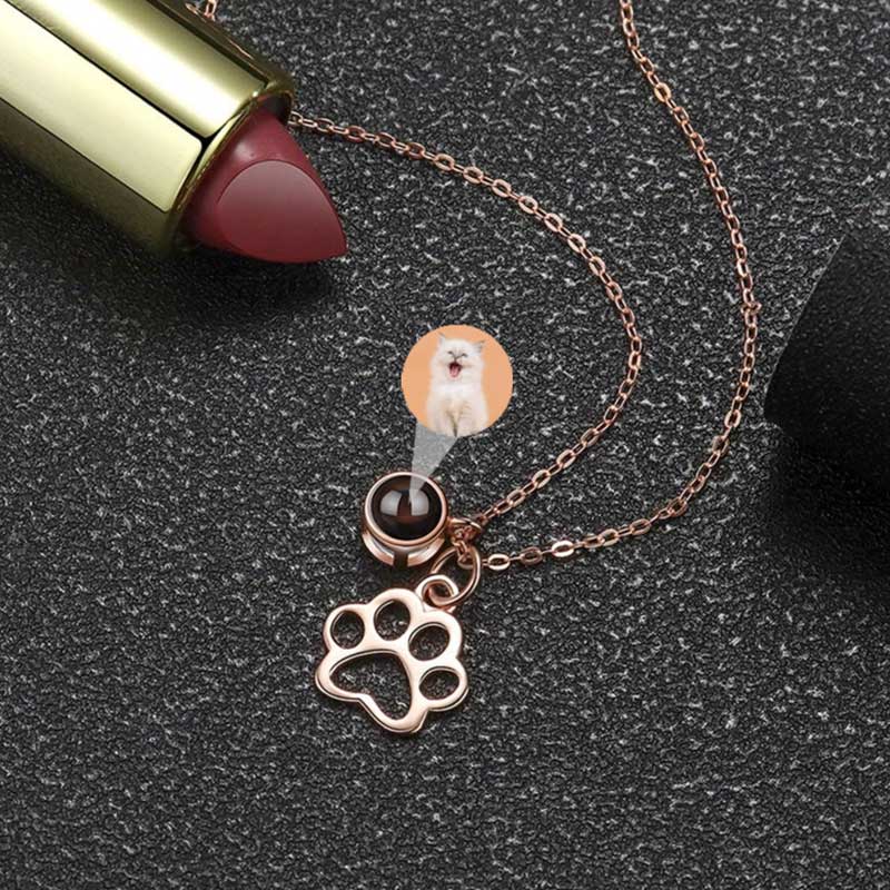チタンスチール 肉球 ネコ 猫 投影 写真 写真入り ネックレス