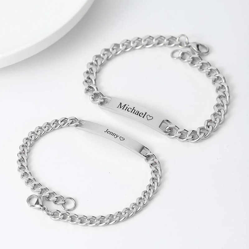 Personalized Engravable Bracelet Simple Design Style Sweet Gift for Couples