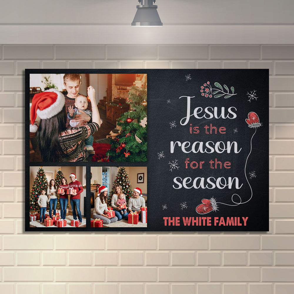 Personalized Picture Canvas Wall Art with Gloves Pattern Best Gift for Family