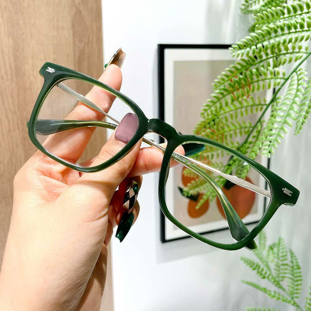 Polly Square Green Glasses