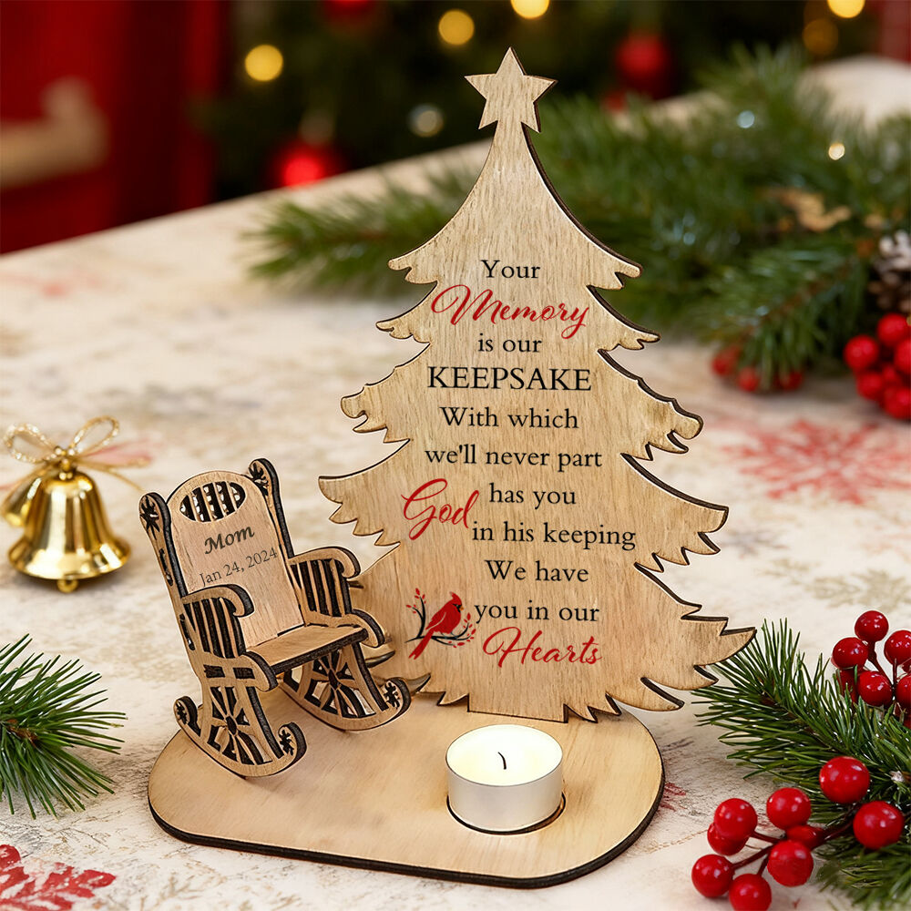 Custom Candle Holder Christmas Tree Chair Set Memorial Desktop Deco for Christmas