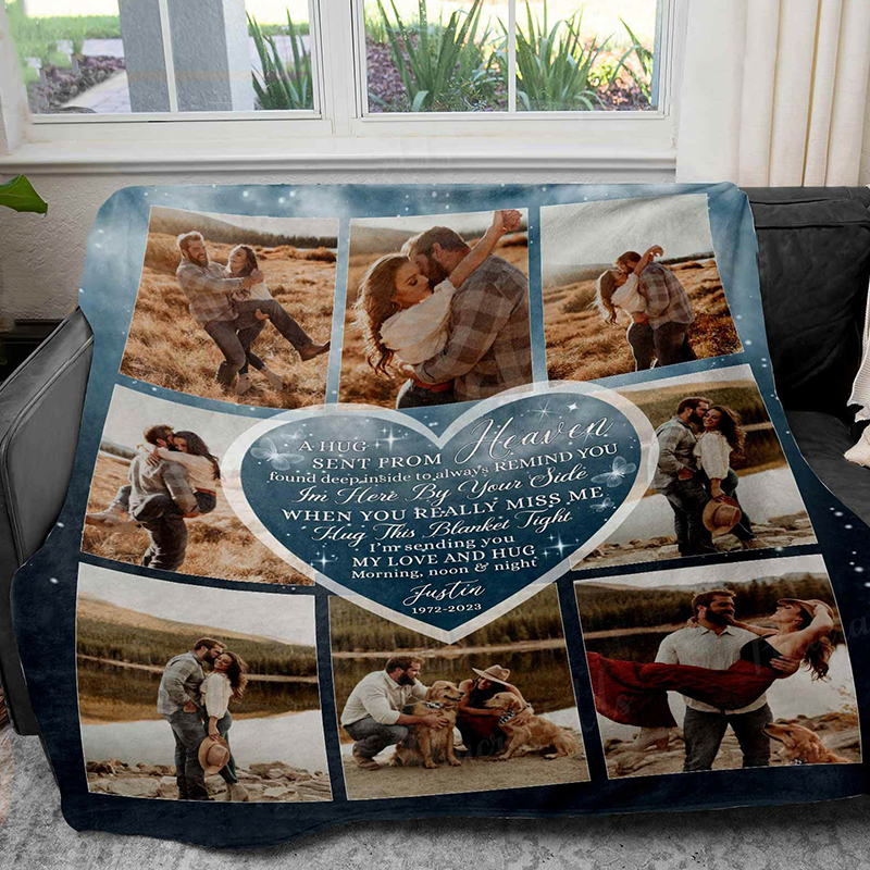 Personalized Picture Blanket with Custom Name Sweet Valentine's Day Gift "I'm Sending You My Love"